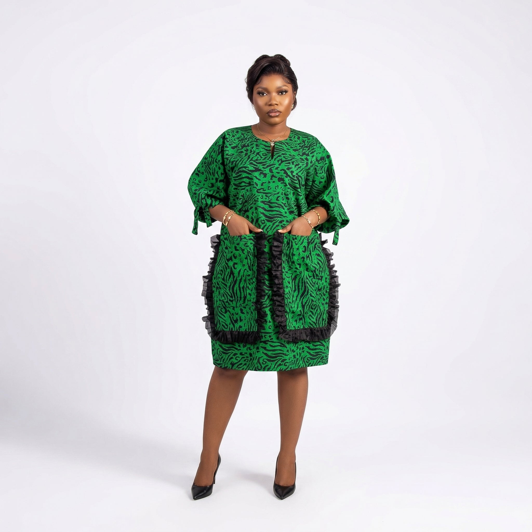 Ankara Short Dress African Print Ruffle Dress for Women | DerightFS
