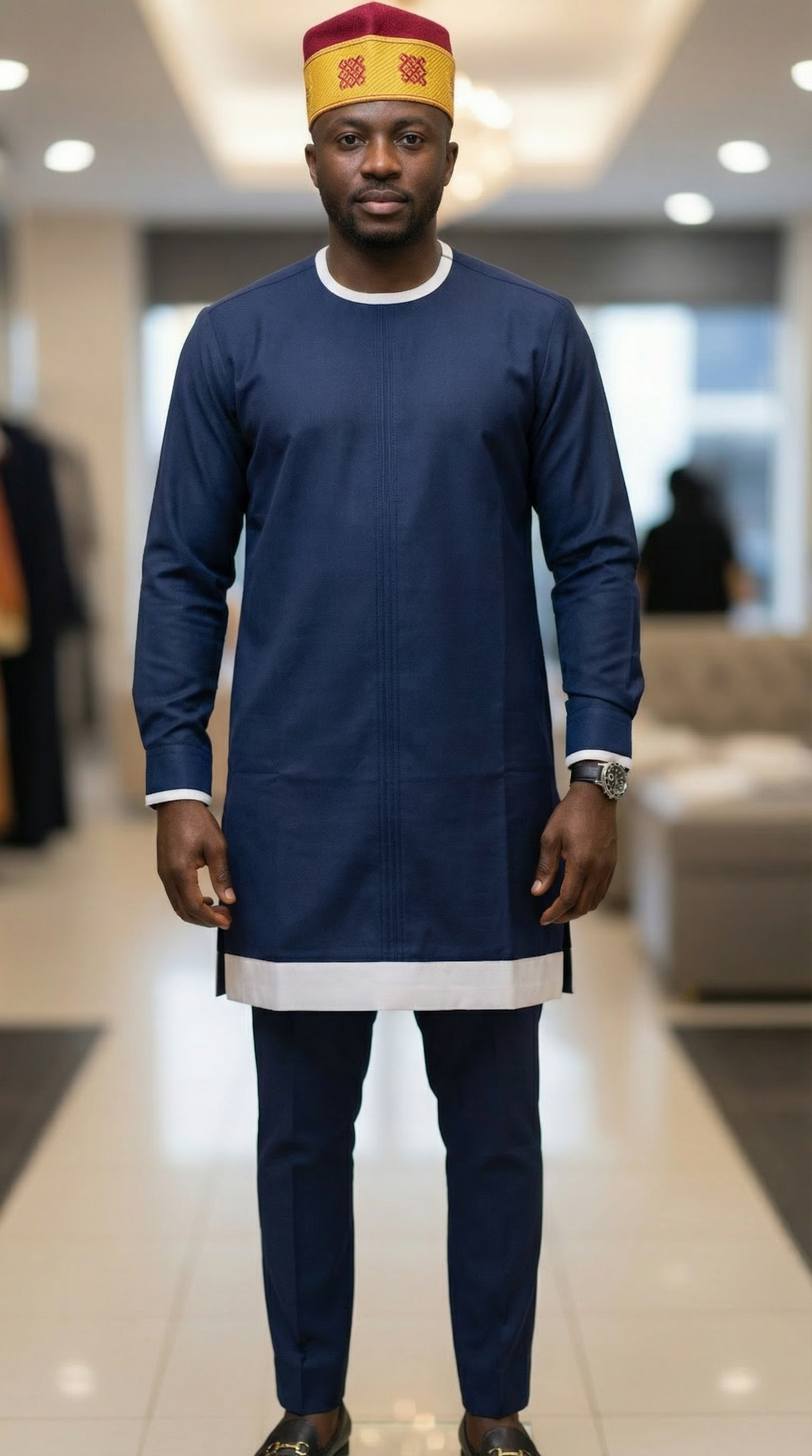 Premium Blue Men's Kaftan Set