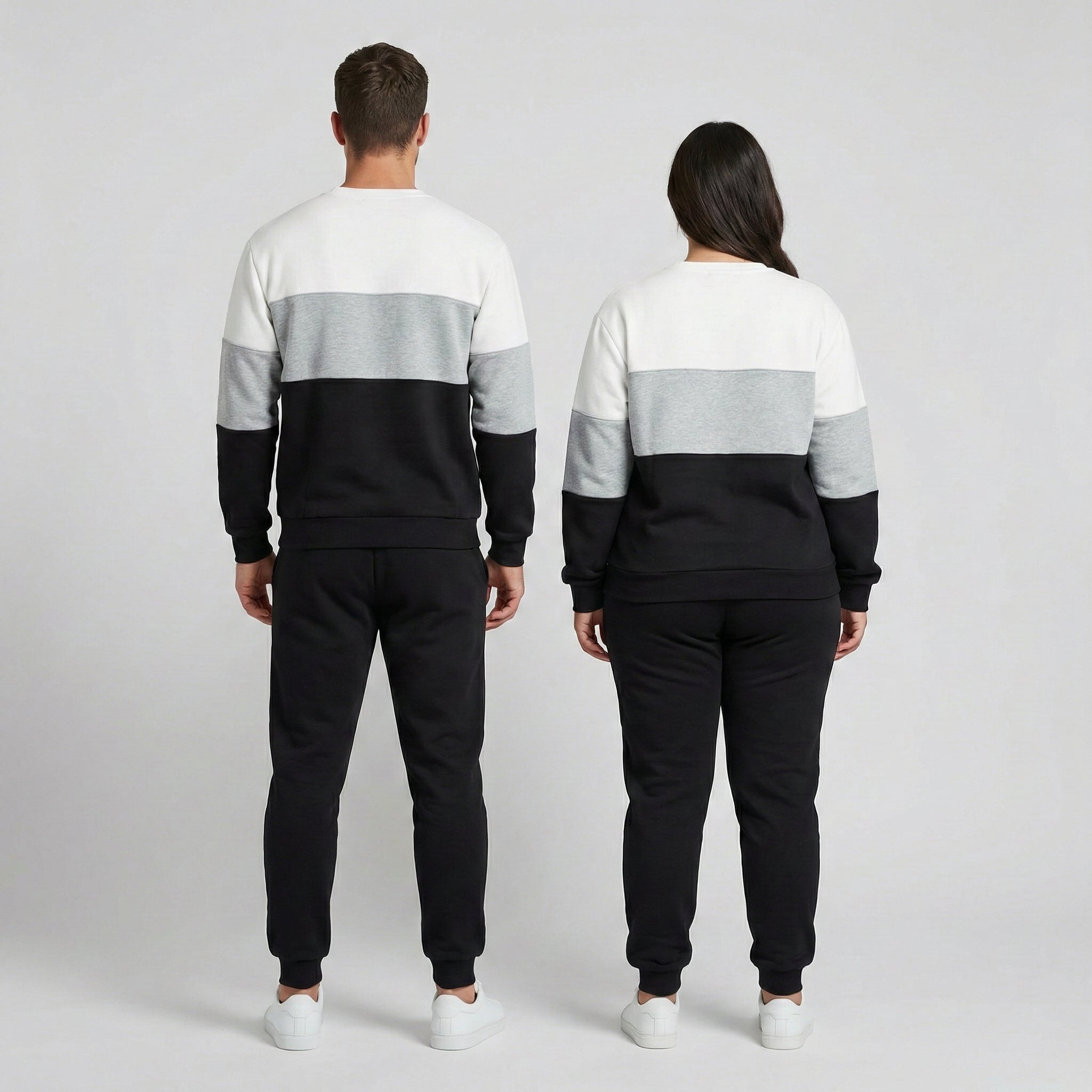 Unisex Color-Block Sweatshirt & Jogger Set – Premium Casual Two-Piece Tracksuit