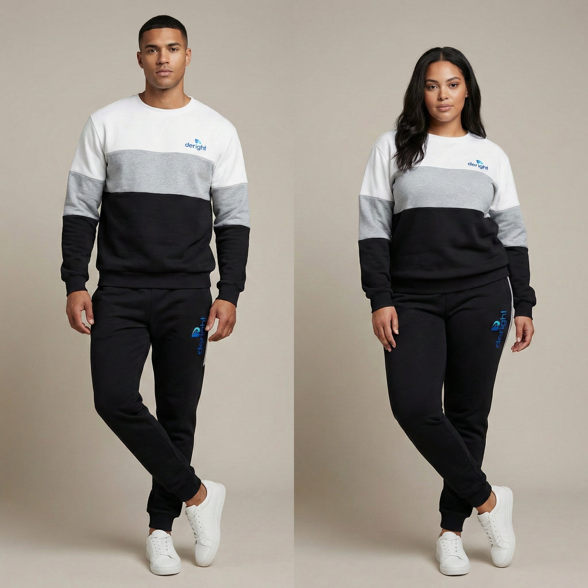 Unisex Color-Block Sweatshirt & Jogger Set – Premium Casual Two-Piece Tracksuit
