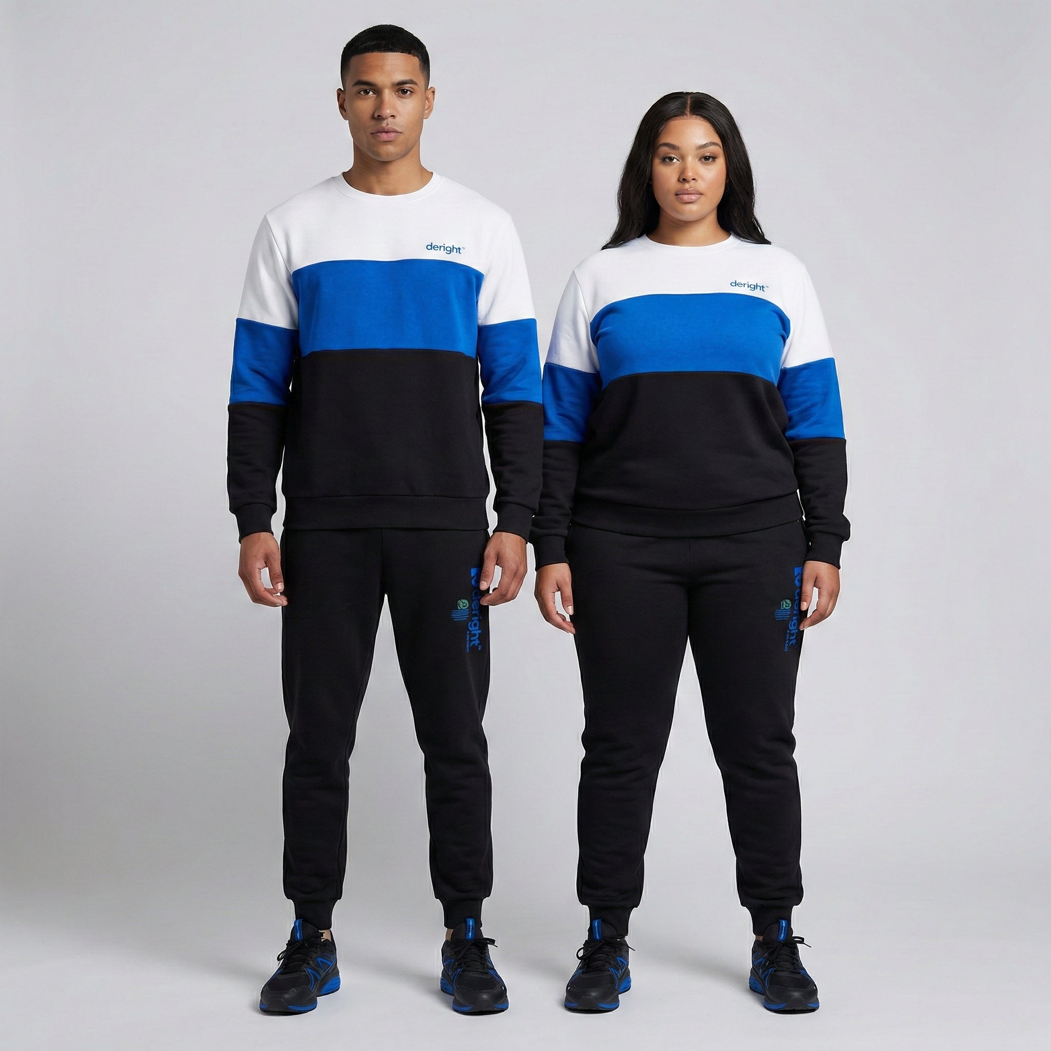 Unisex Color-Block Sweatshirt & Jogger Set – Premium Two-Piece Casual Tracksuit