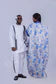 Classic White Men’s Traditional Outfit with Sleek Black Detailing – Premium African Senator Kaftan Set for Weddings & Special Occasions