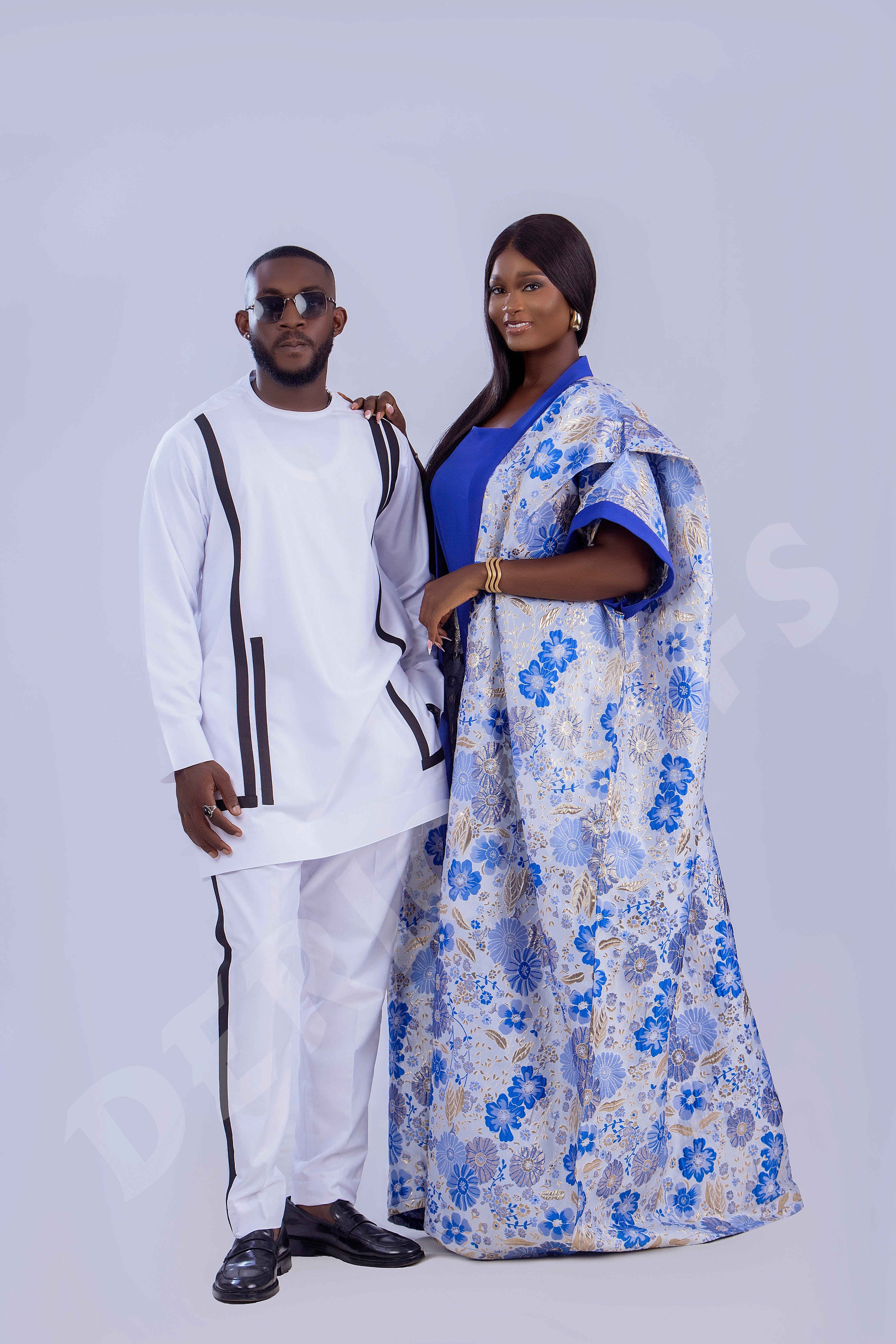 Black and Gold Arike Damask Brocade Bubu Kaftan (Two piece)