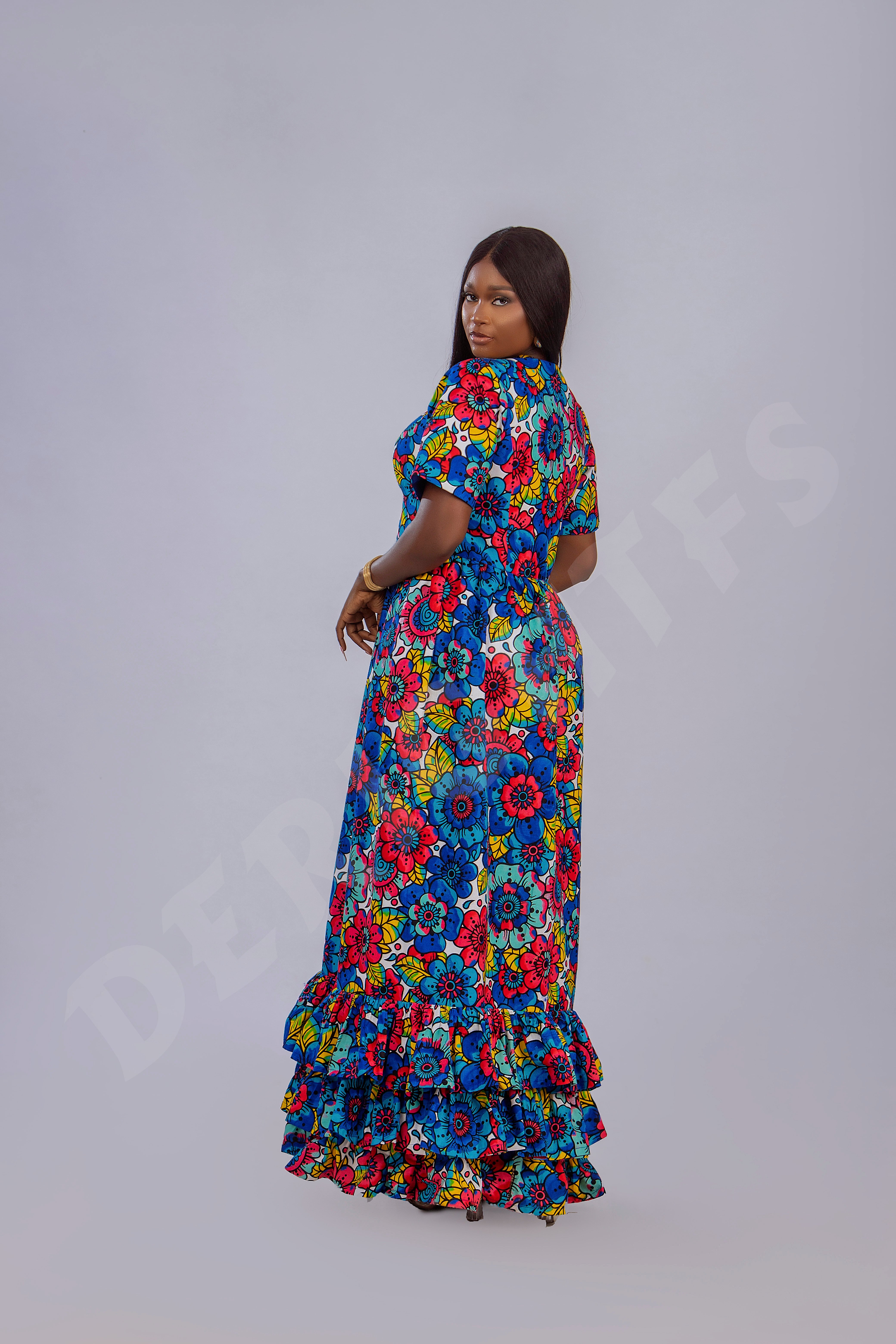 Vibrant Floral Maxi Dress with Ruffle Hem