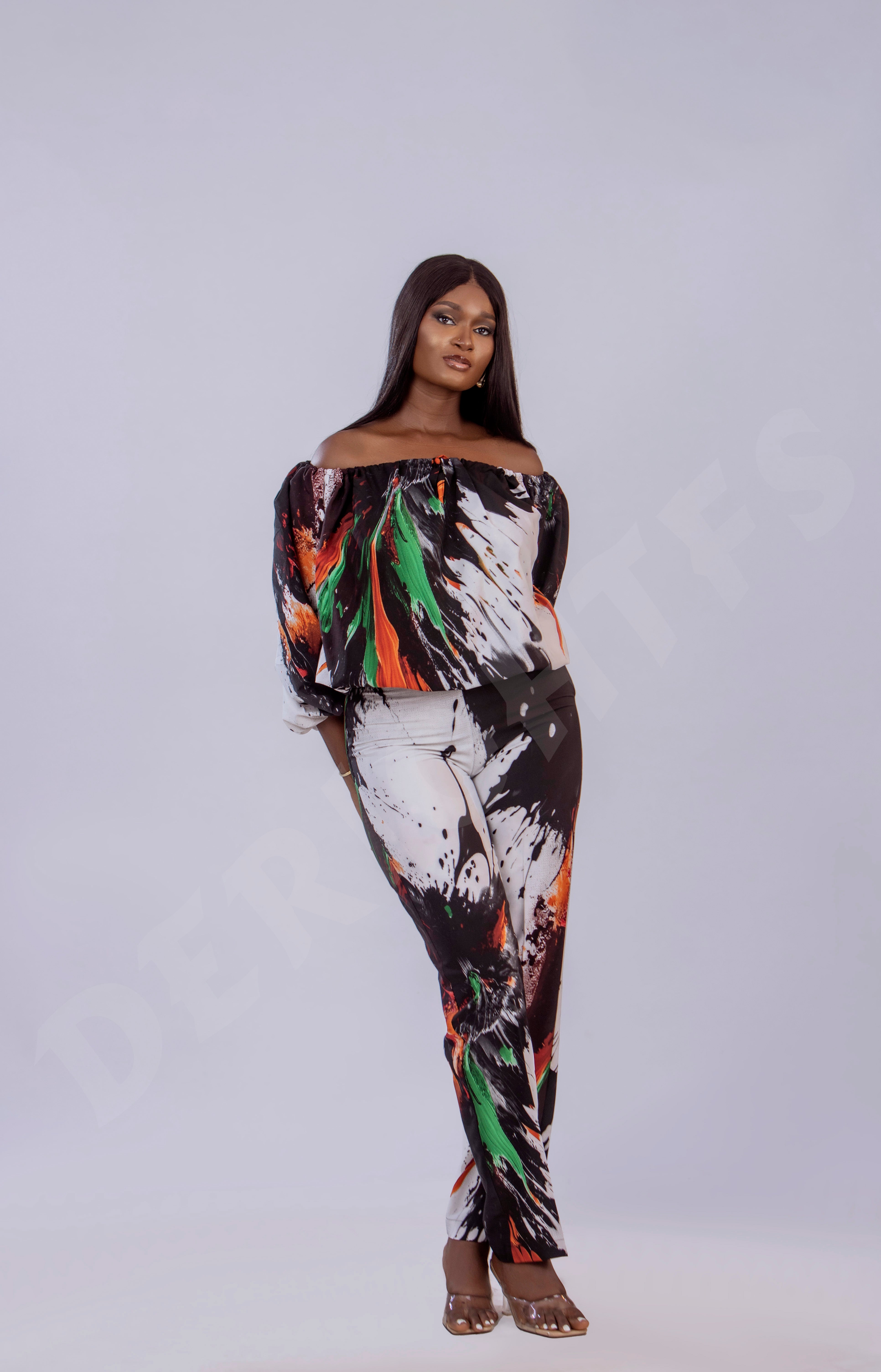 Vibrant Bold and Trendy Off-Shoulder Two-Piece Set