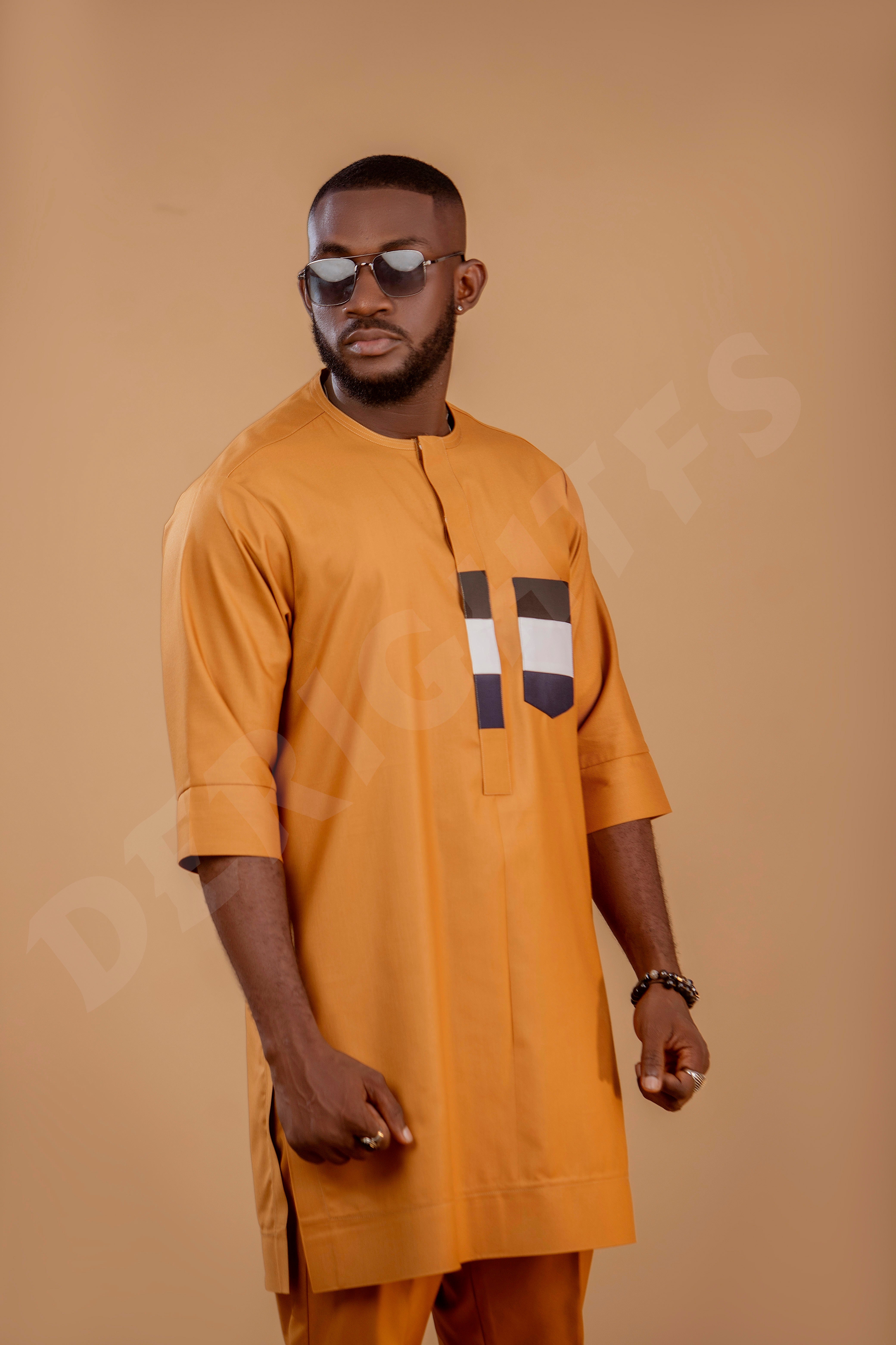Elegant Mustard Tunic with Contrast pocket detail