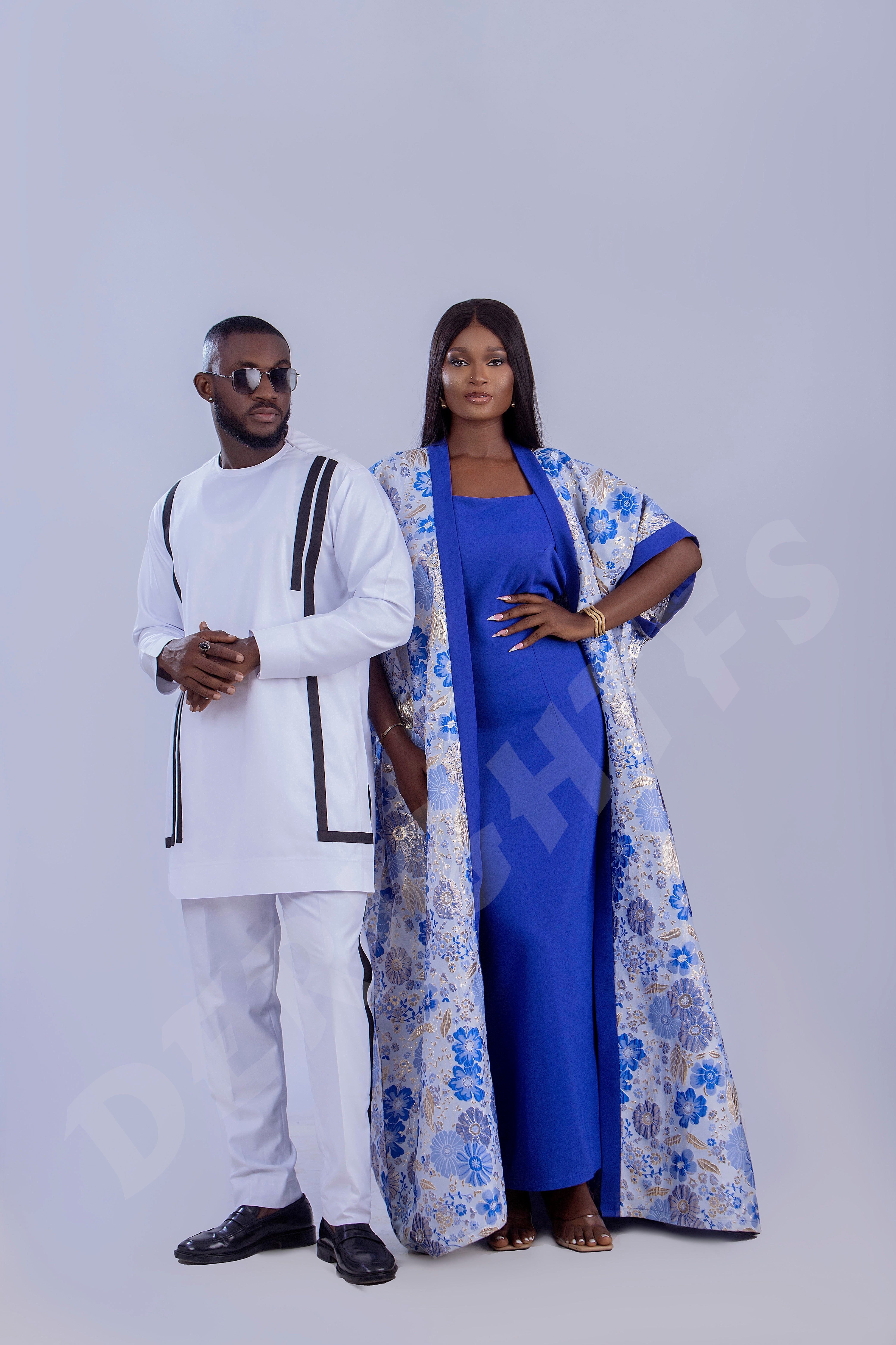 Black and Gold Arike Damask Brocade Bubu Kaftan (Two piece)