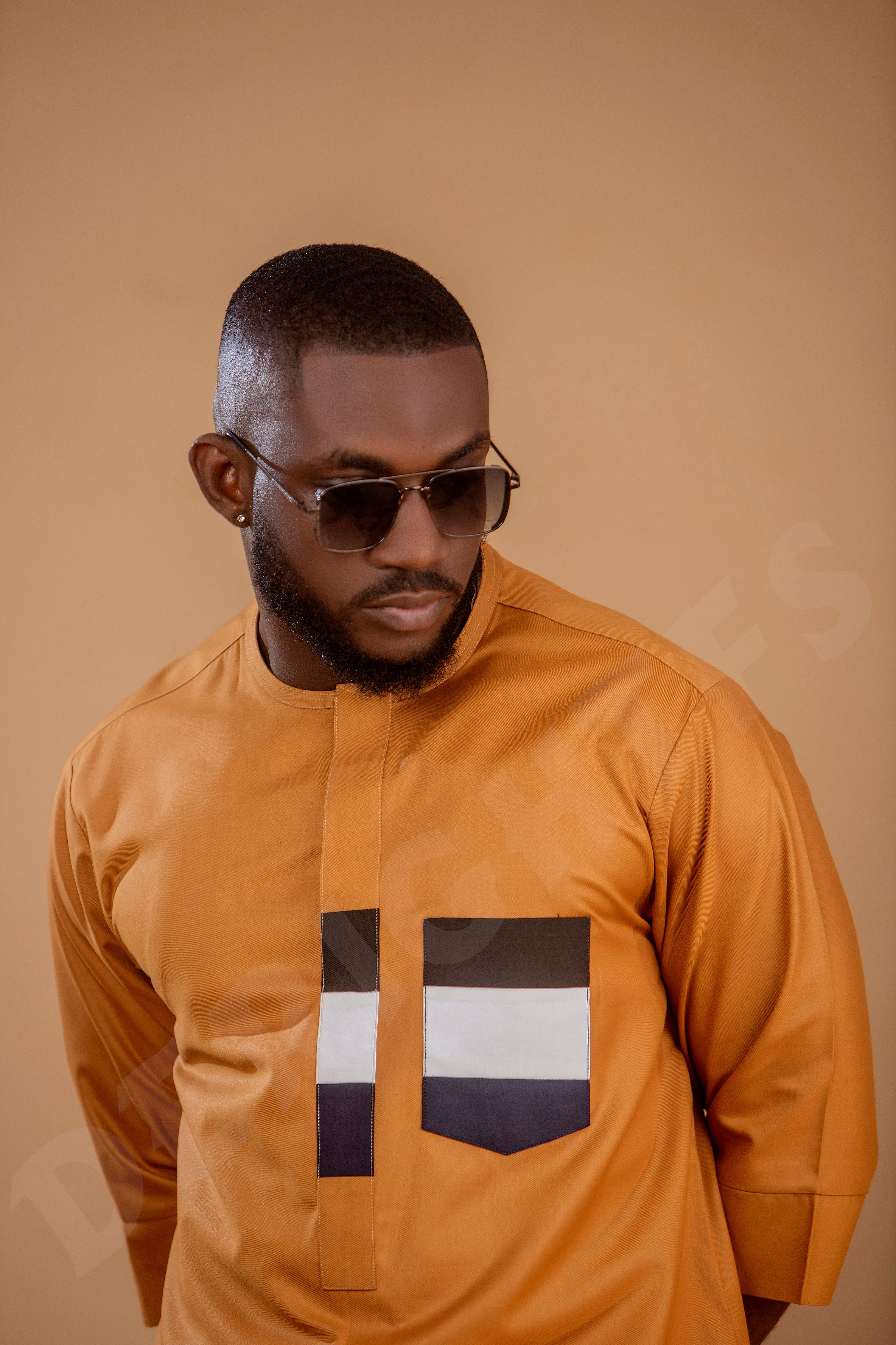 Elegant Mustard Tunic with Contrast pocket detail