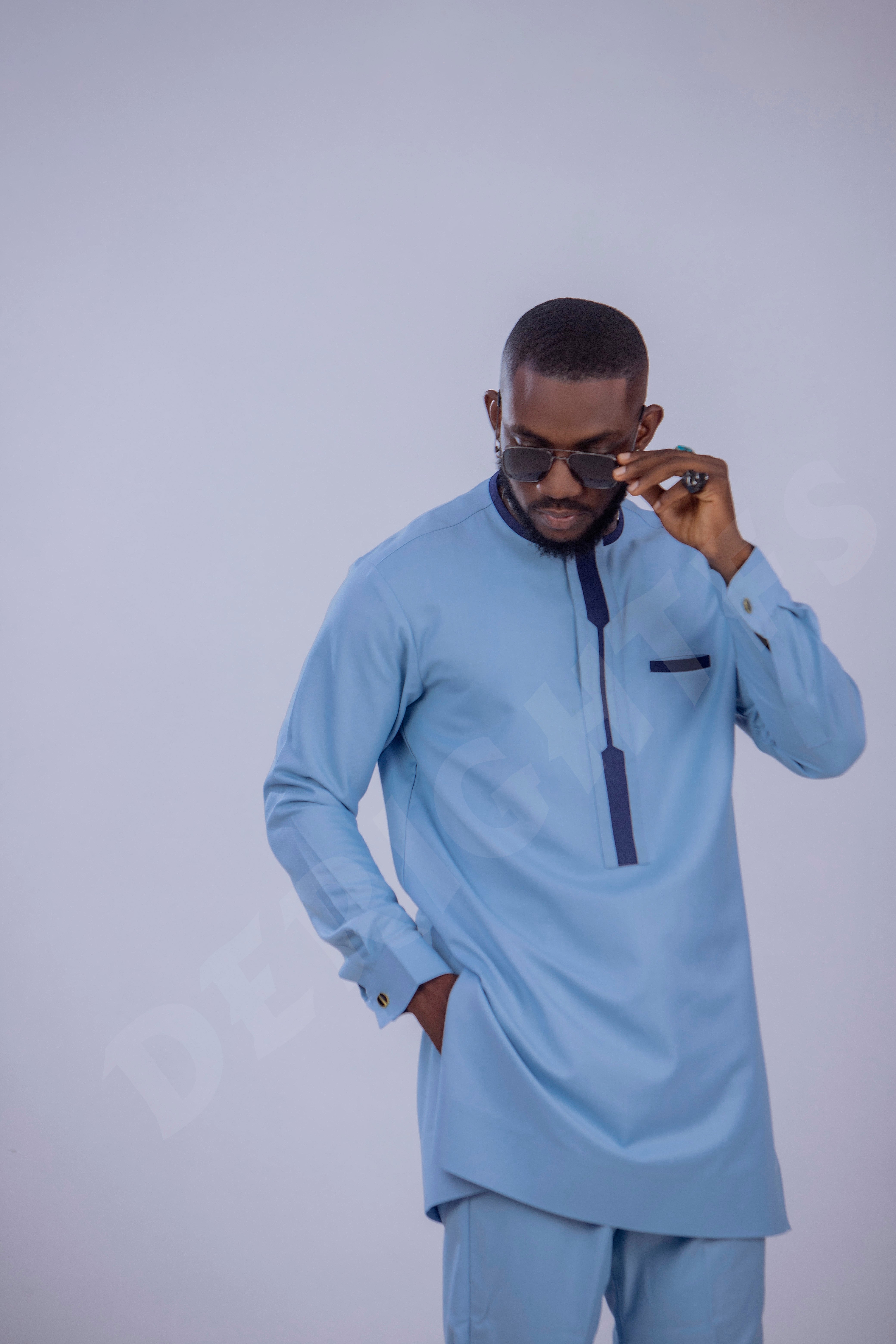Sophisticated Sky Blue Kaftan Set