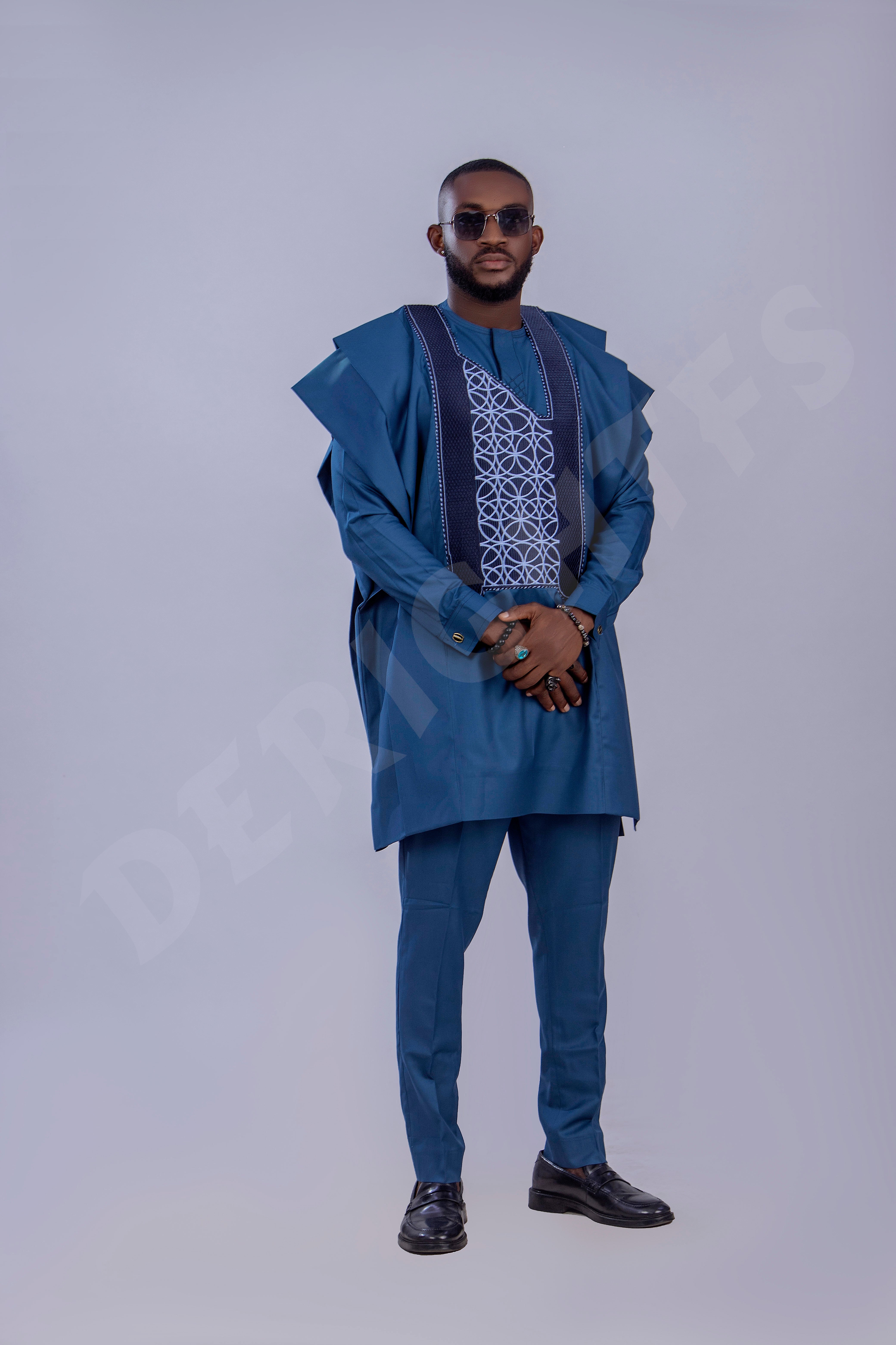 Majestic Blue Agbada Set
