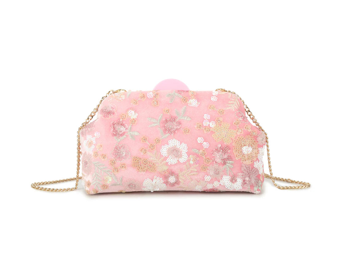 Luna Bloom Embroidered Evening Clutch – Elegant Floral Party & Bridal Handbag