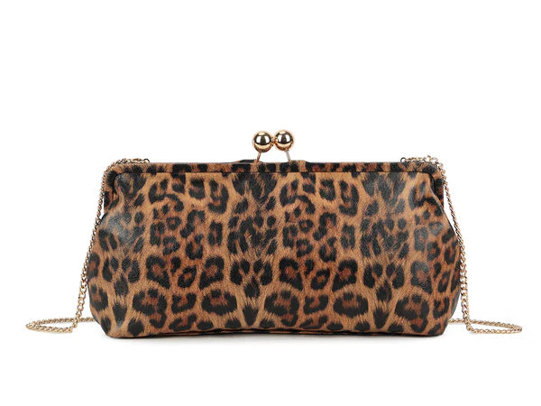 Savanna Luxe Kiss-Lock Evening Clutch – Elegant Vintage-Inspired Party Handbag