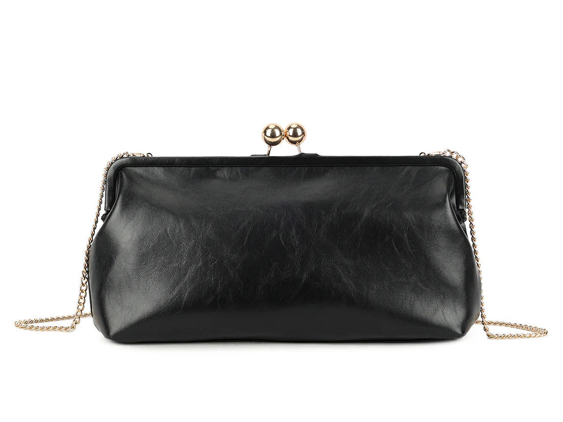 Savanna Luxe Kiss-Lock Evening Clutch – Elegant Vintage-Inspired Party Handbag