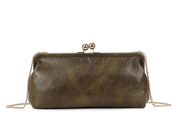 Savanna Luxe Kiss-Lock Evening Clutch – Elegant Vintage-Inspired Party Handbag