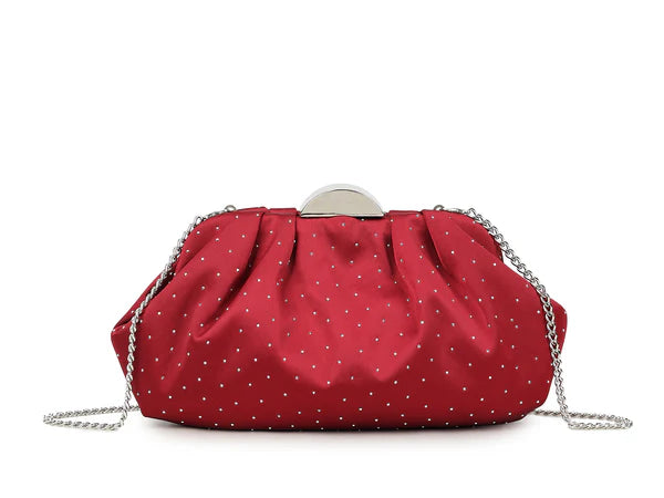 Celeste Drape Crystal Evening Clutch – Luxury Rhinestone Bridal & Party Handbag