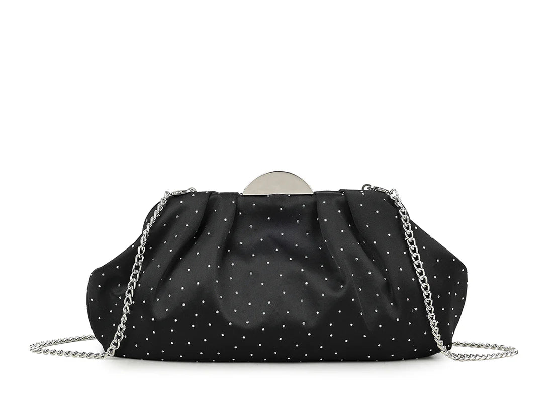 Celeste Drape Crystal Evening Clutch – Luxury Rhinestone Bridal & Party Handbag