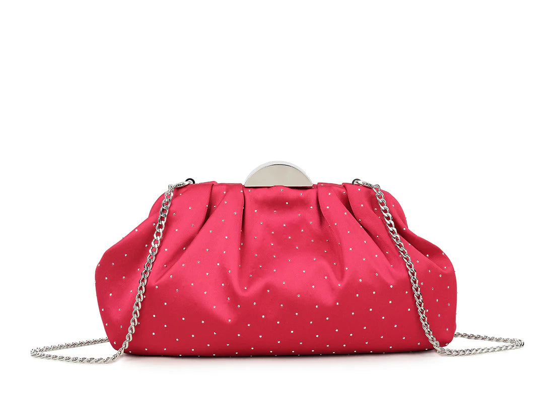 Celeste Drape Crystal Evening Clutch – Luxury Rhinestone Bridal & Party Handbag