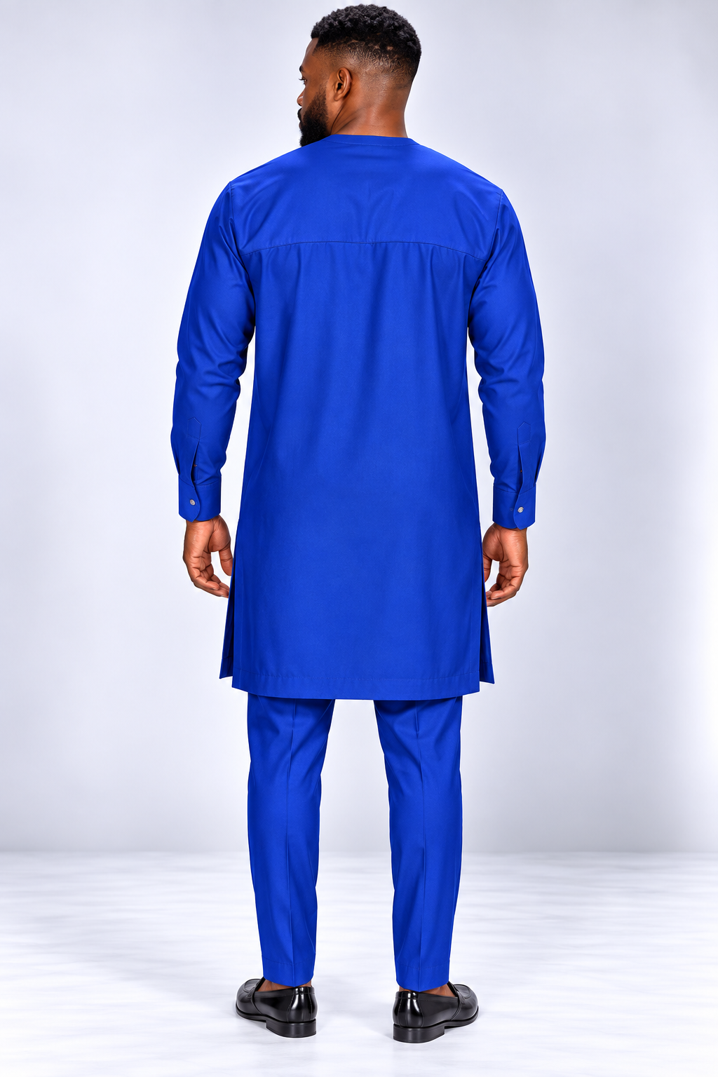 Men's Royal Blue Kaftan with Gold Embroidery | African Native Wear UK