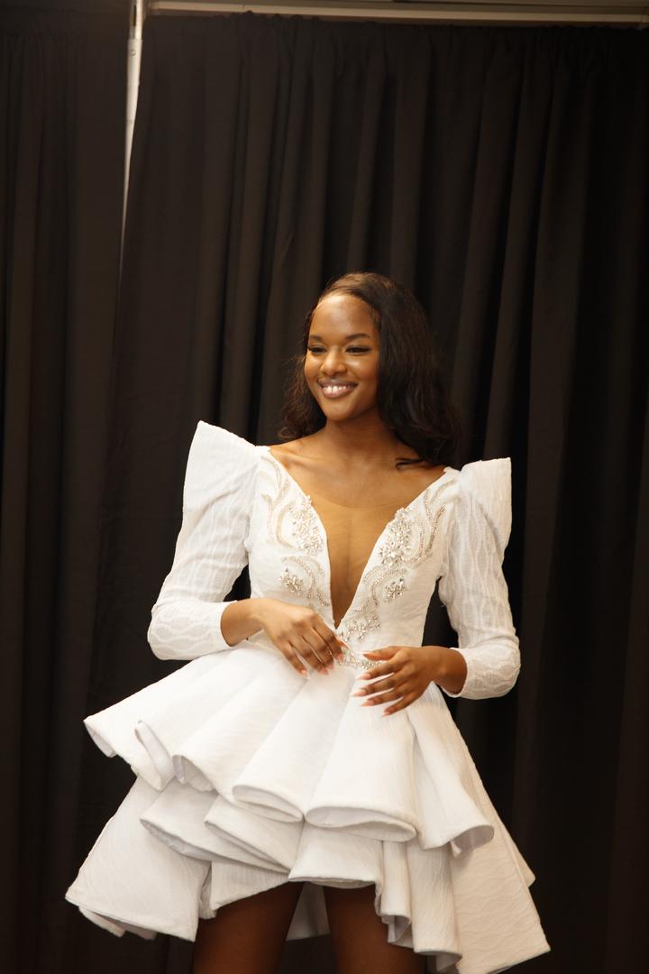 Elegant White Layered Gown