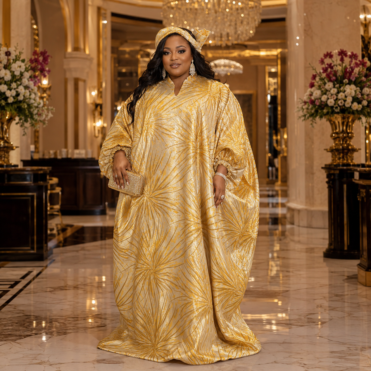 cream and gold dress for wedding guest Women's Metallic Boubou Kaftan | Luxury African Occasion Wear Dress champagne gold Height:5.2-5.4 / 156-164 LDFurniture Styled.by.DaniB on LTK