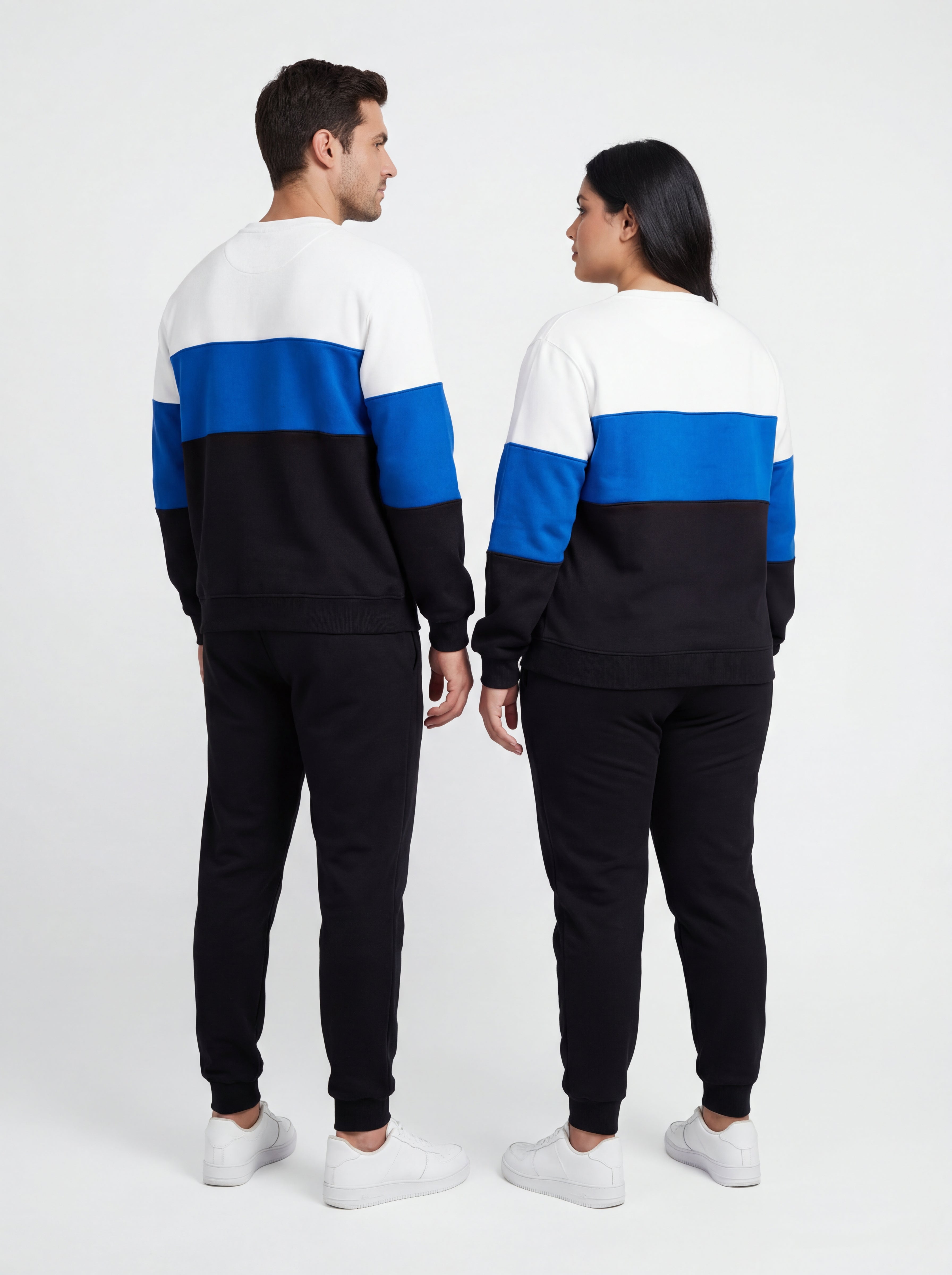 Unisex Color-Block Sweatshirt & Jogger Set – Premium Two-Piece Casual Tracksuit