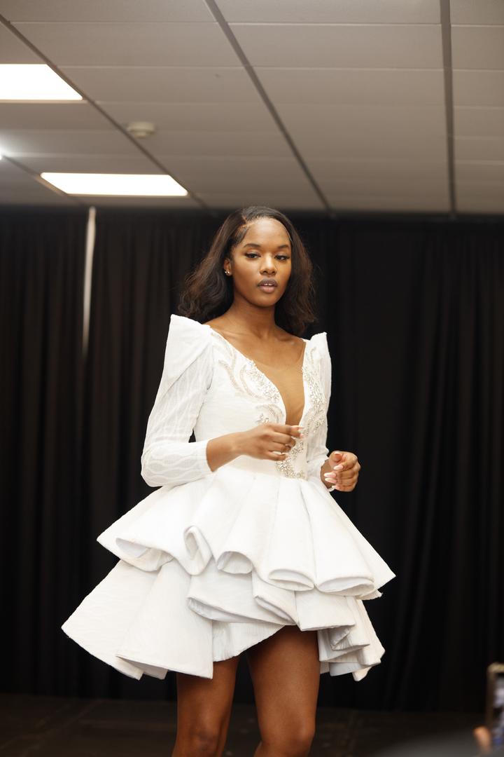 Elegant White Layered Gown