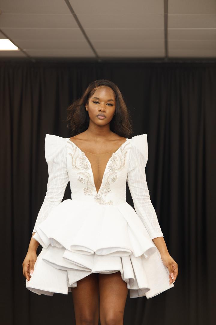 Elegant White Layered Gown