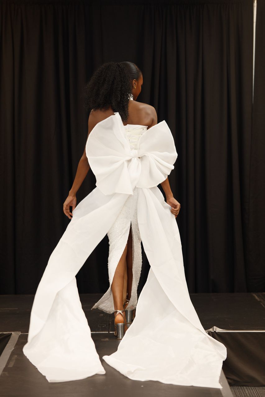 Luxury White Couture Pearl Dress