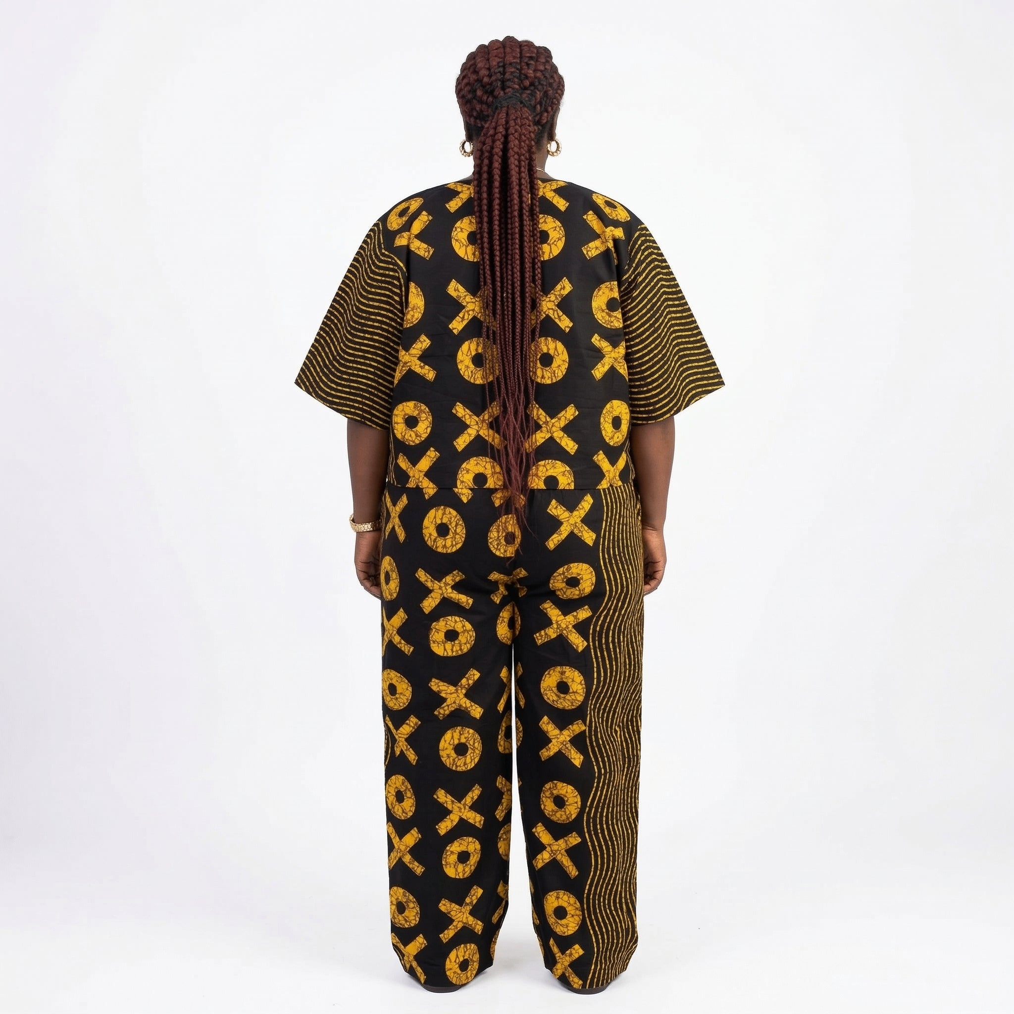 DerightFS Women Ankara Two Piece Set – African Print Top and Wide Leg Pants Outfit | Luxury African Clothing for Curvy Women