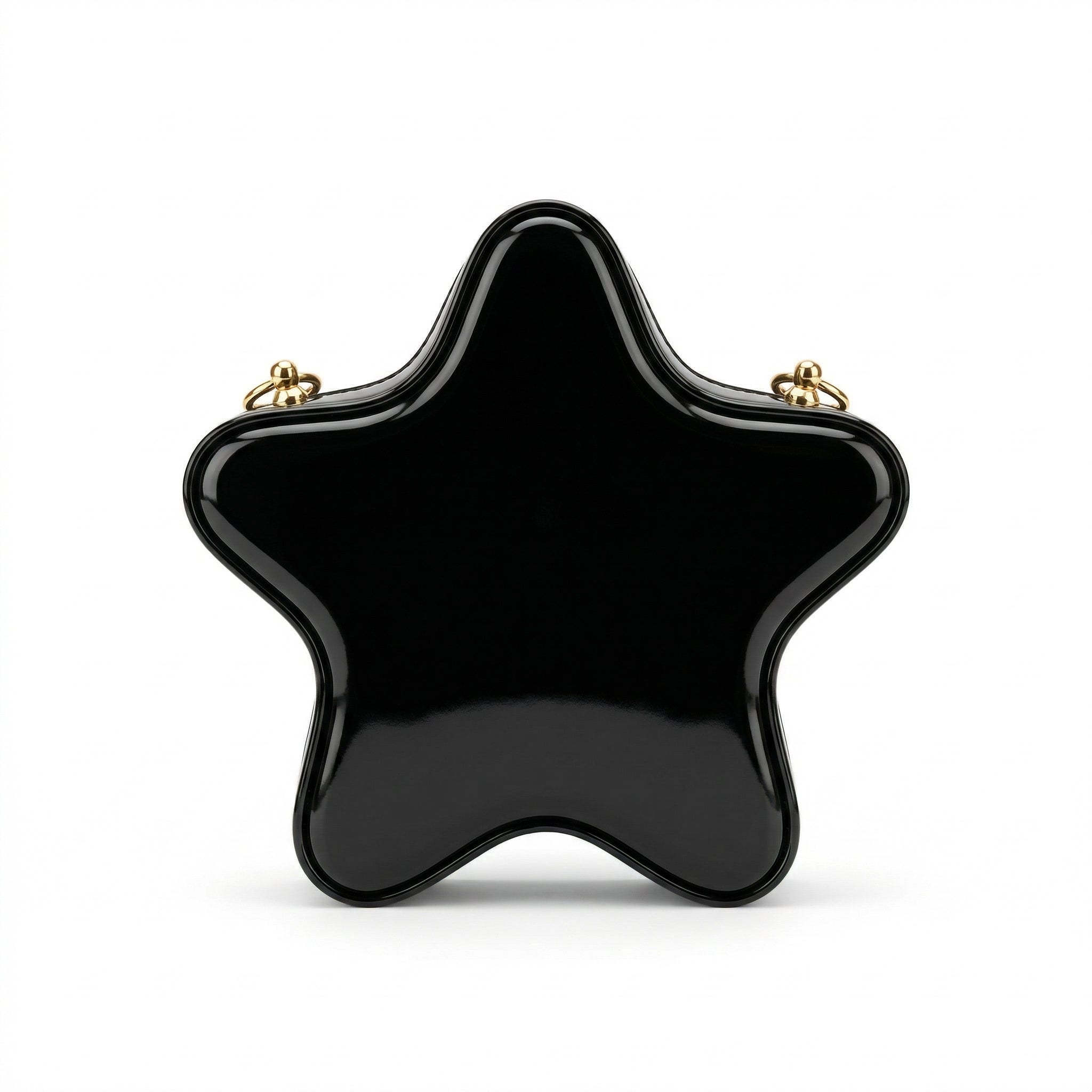 DerightFS Black Star Shape Clutch Bag – Luxury Statement Evening Purse with Gold Chain Strap for Women