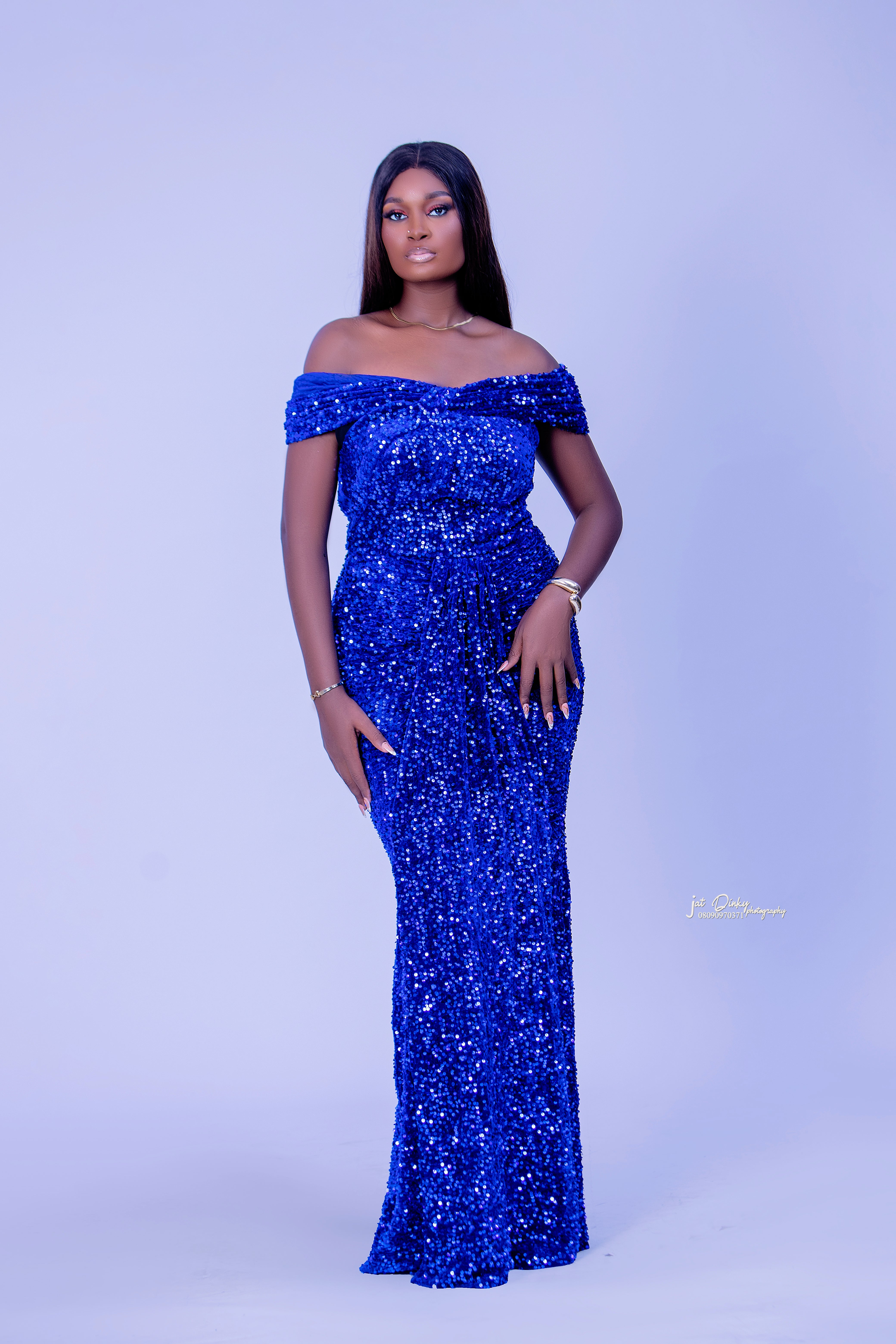 Blue sequin dress, ready to wear luxury fashion