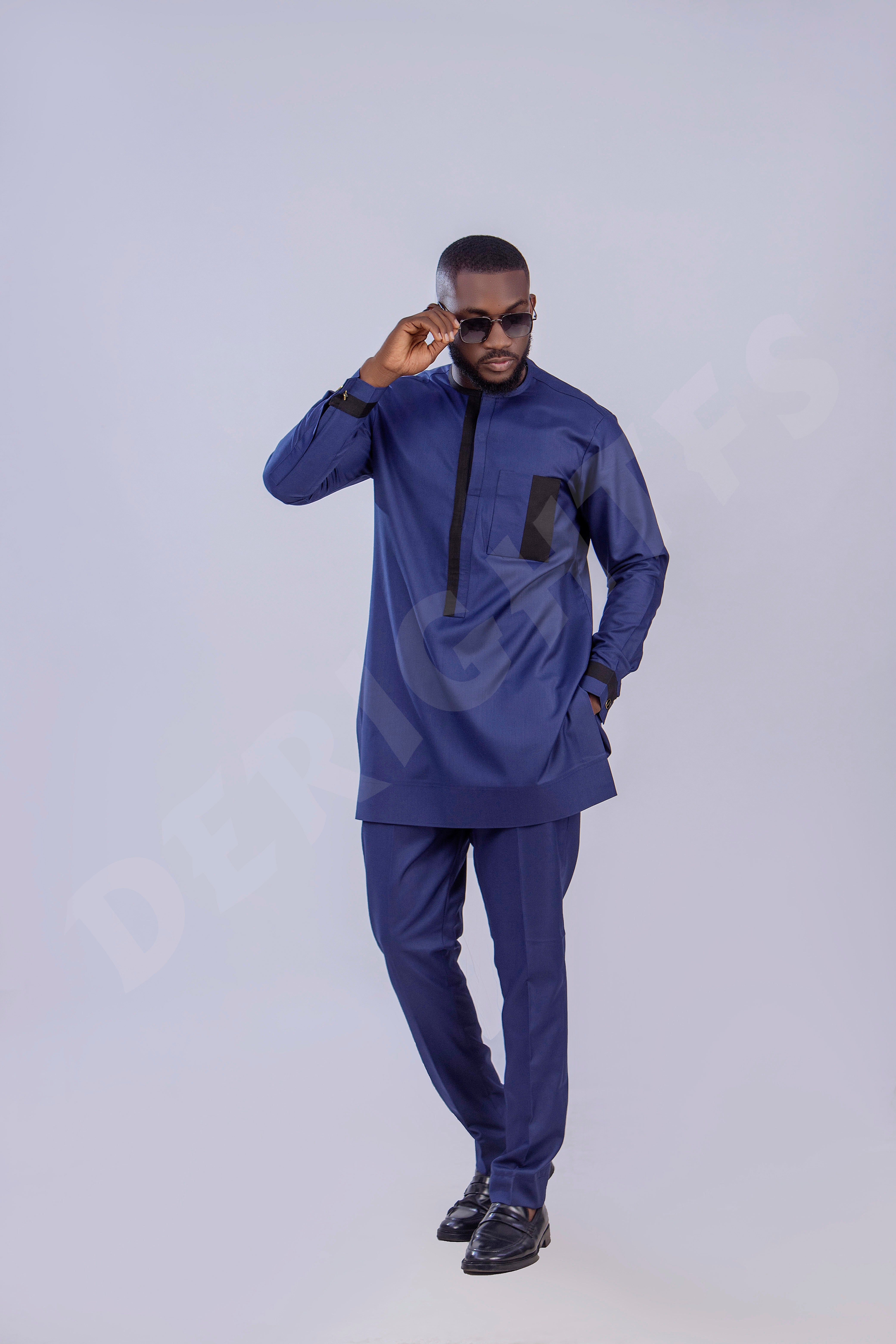 Men's Classic Blue Sleek Kaftan