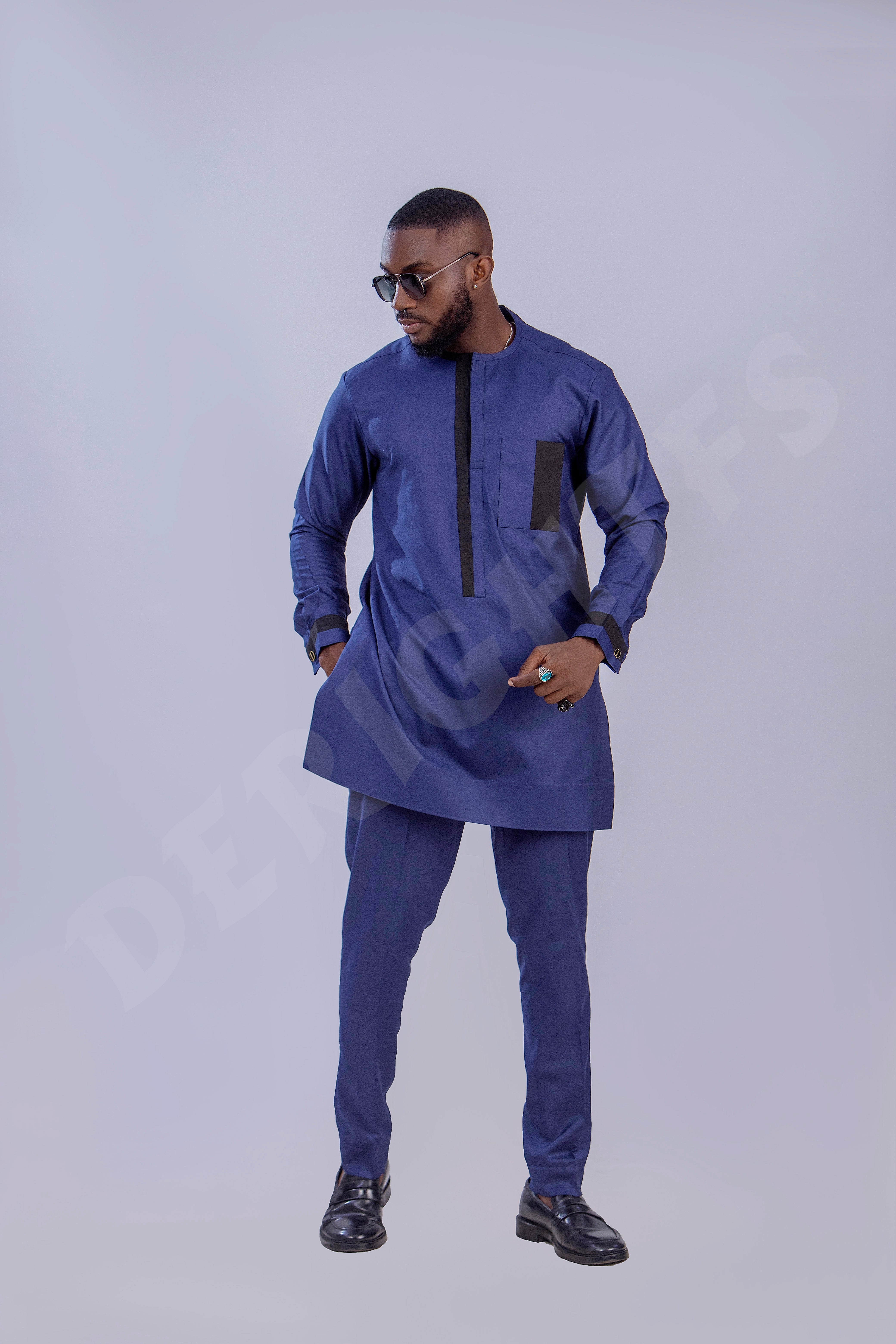 Men's Classic Blue Sleek Kaftan