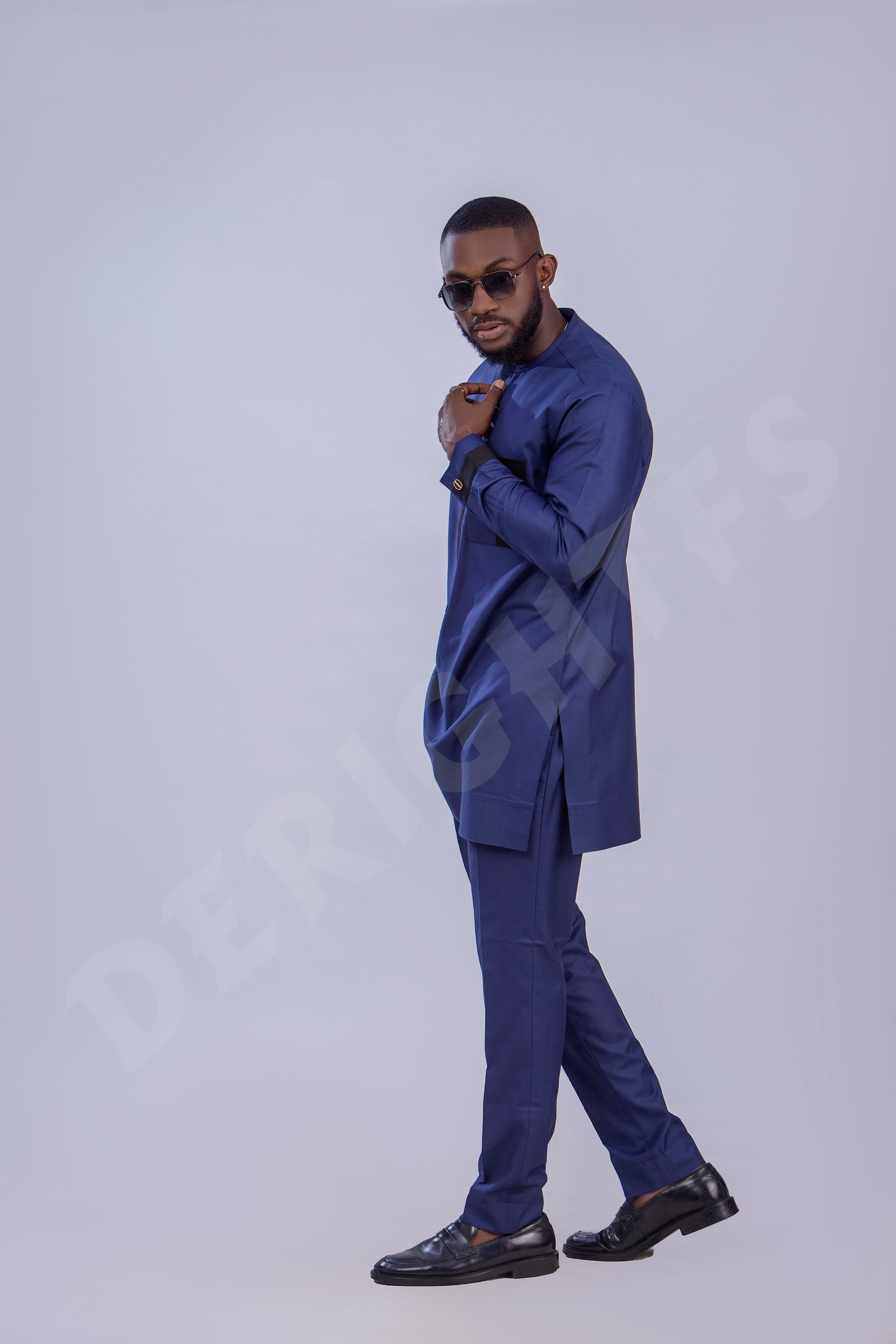 Men's Classic Blue Sleek Kaftan