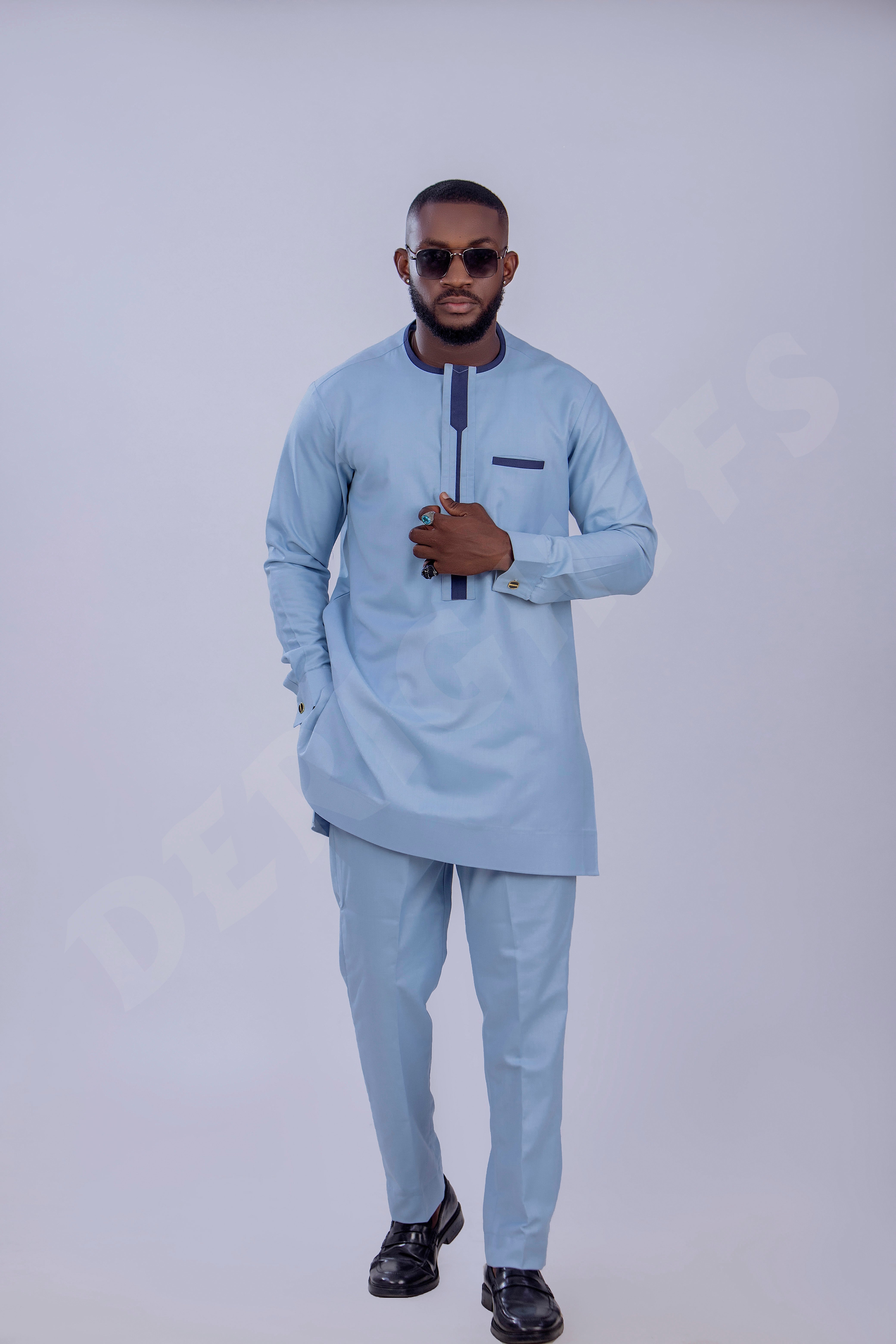 Sophisticated Sky Blue Kaftan Set