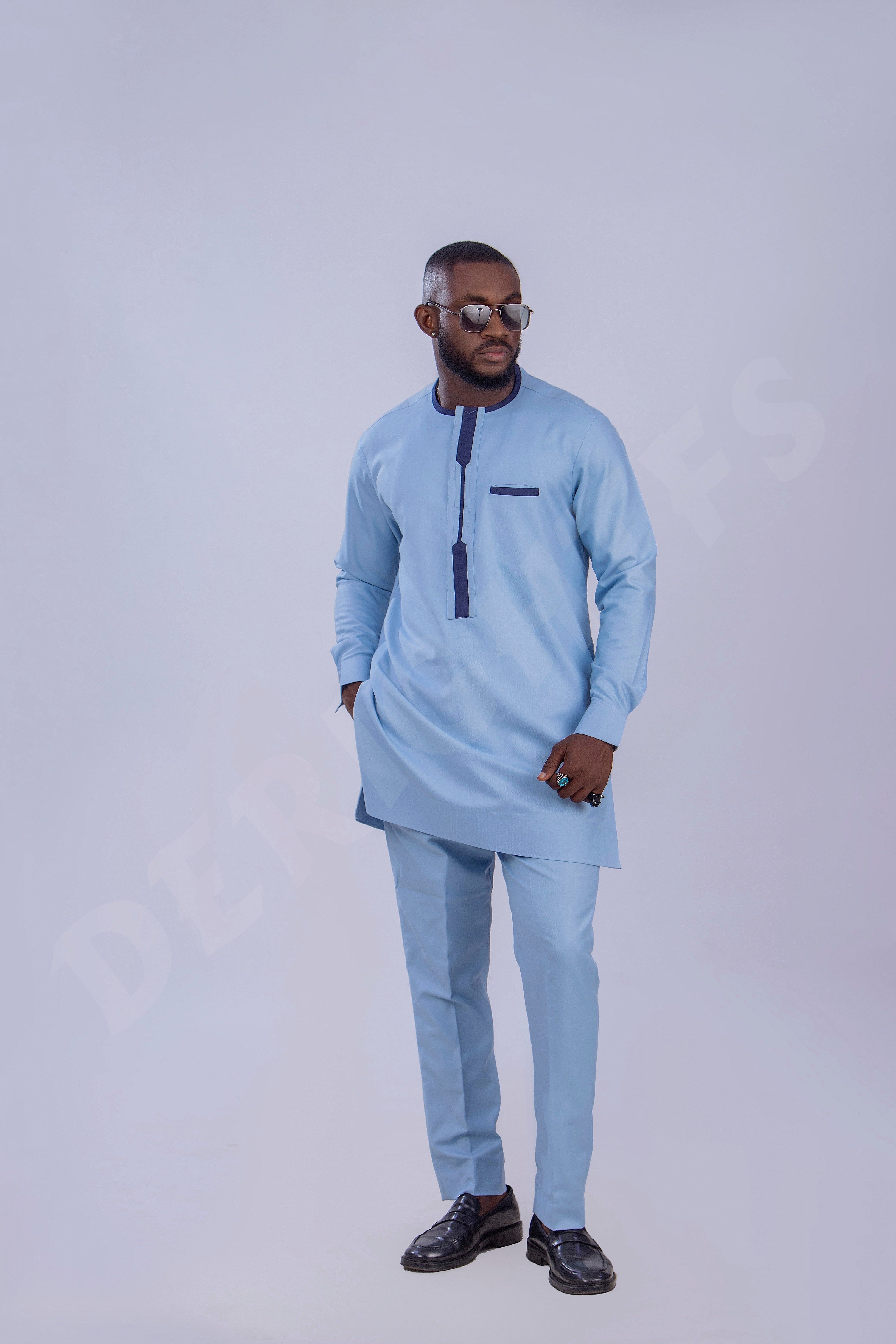 Sophisticated Sky Blue Kaftan Set