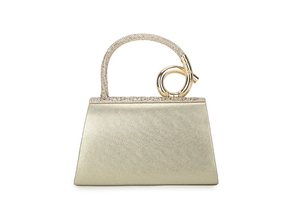 DerightFS Luxury Silver Crystal Evening Clutch Bag for Women – Rhinestone Designer Handbag with Top Handle & Chain Strap, Elegant Party Purse for Wedding, Prom, Gala & Formal Events