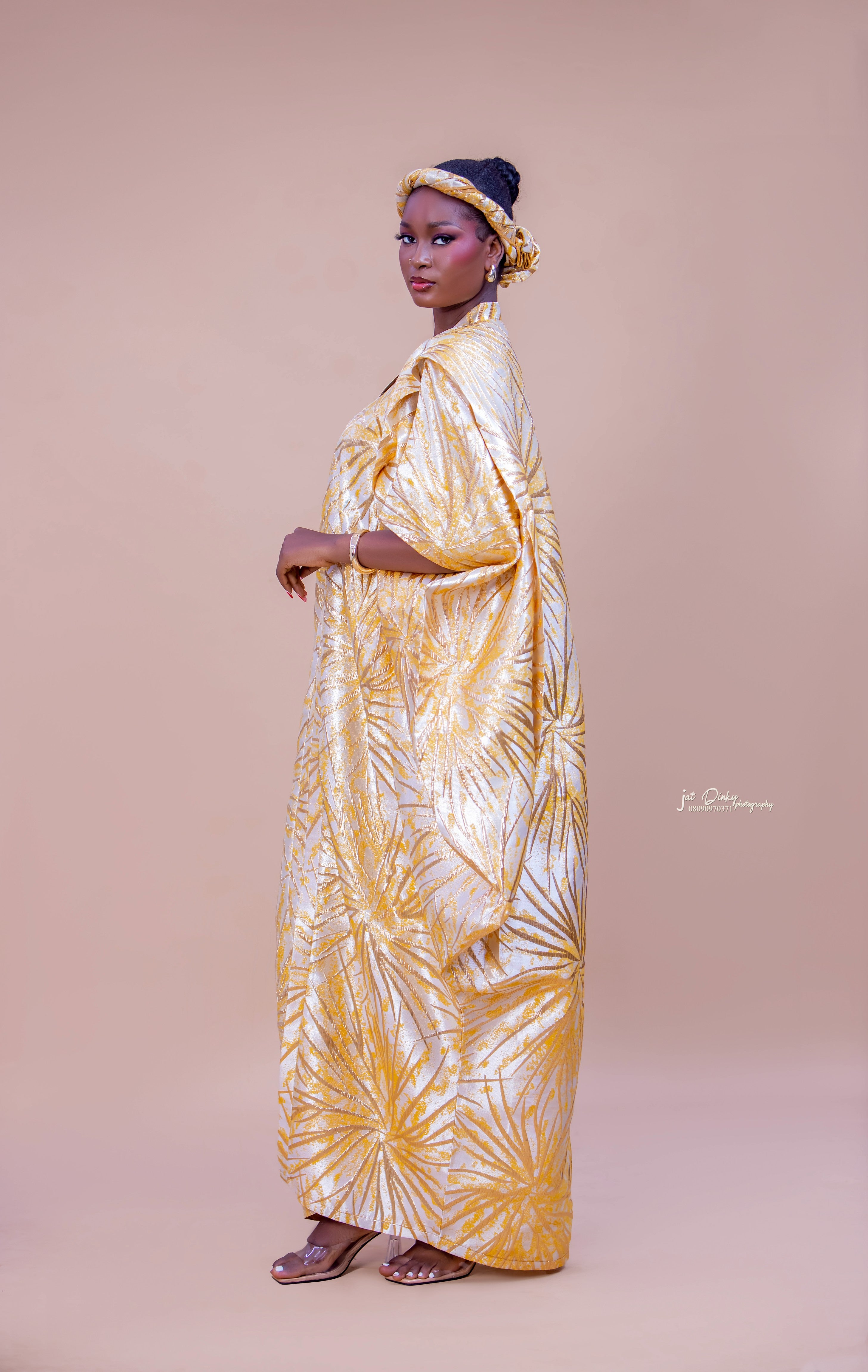 Gold Arike Damask Brocade Boubou