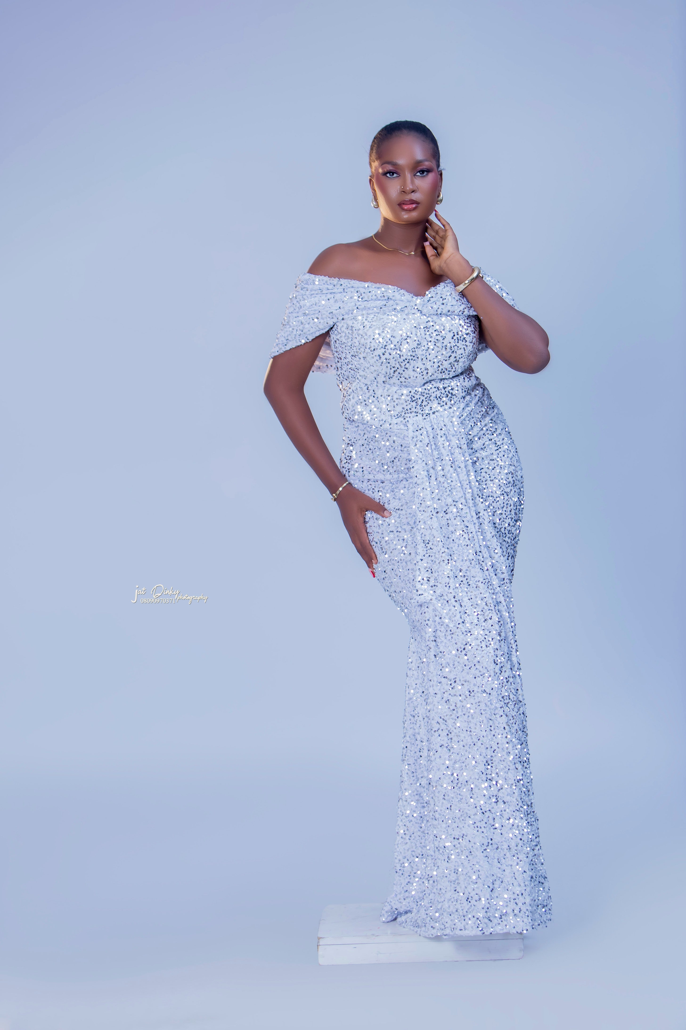 White Radiant Sequin Elegance