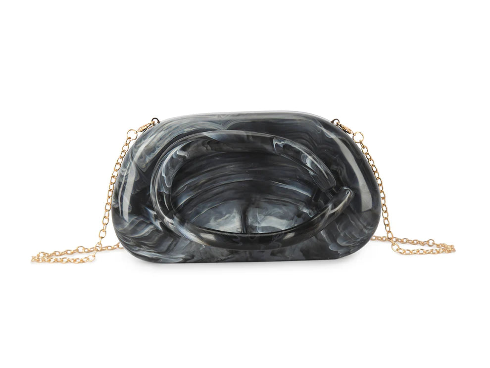 Sculptural Acrylic Clutch Bag – Glossy Statement Chain Shoulder & Evening Purse