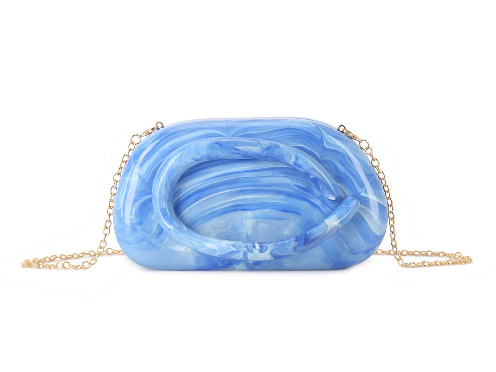 Sculptural Acrylic Clutch Bag – Glossy Statement Chain Shoulder & Evening Purse