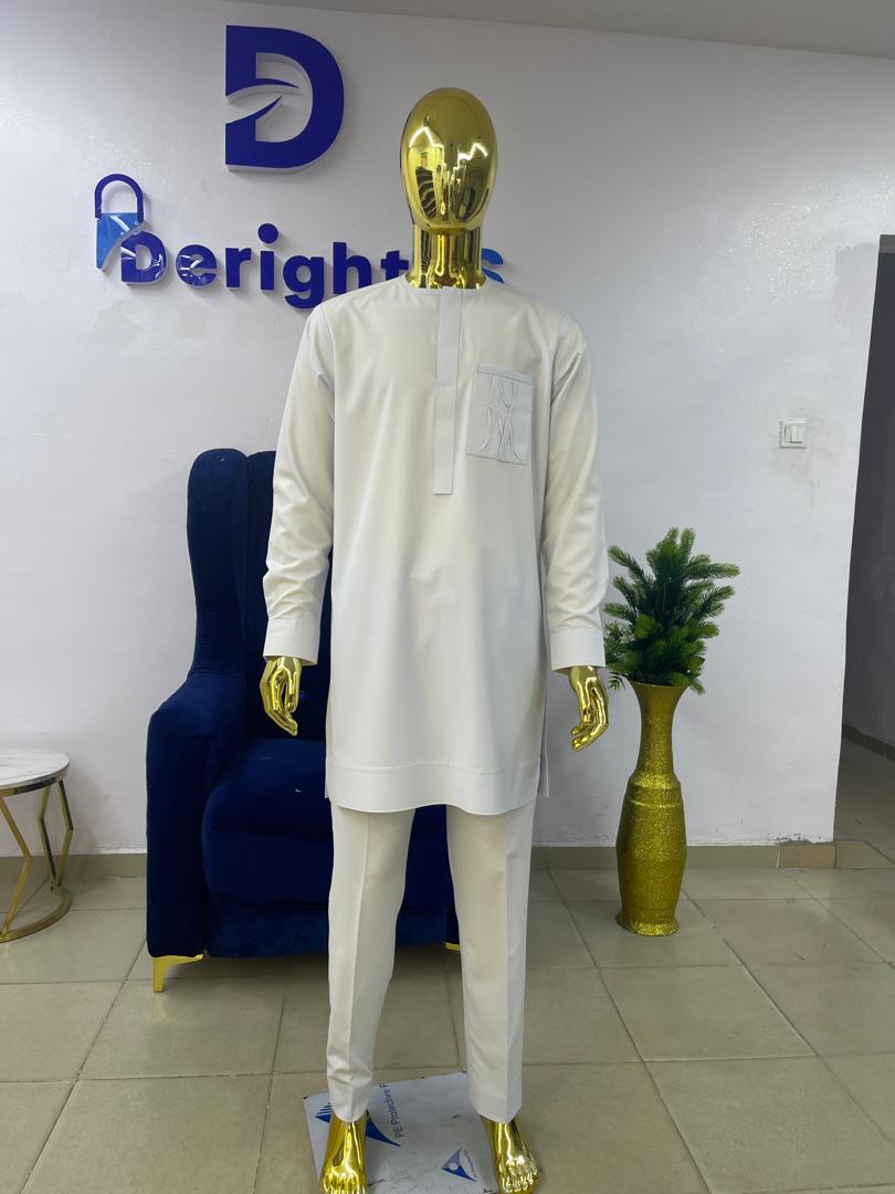 White Regal Kaftan - African Traditional Kaftan