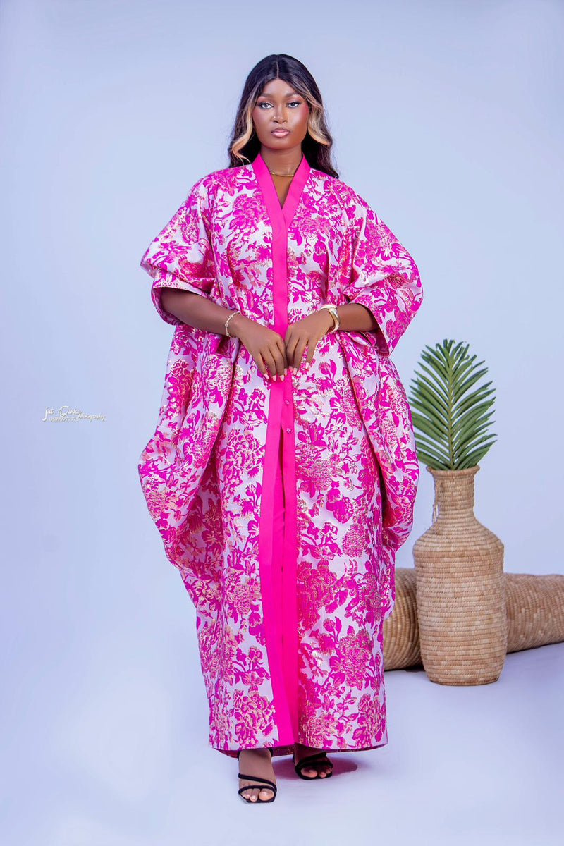Two Piece Damask Brocade Boubou Dress – Luxury African Kaftan Set for Women