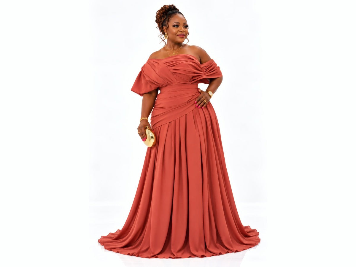 The Mobs Grace Gown | Off-Shoulder Draped Occasion Gown UK