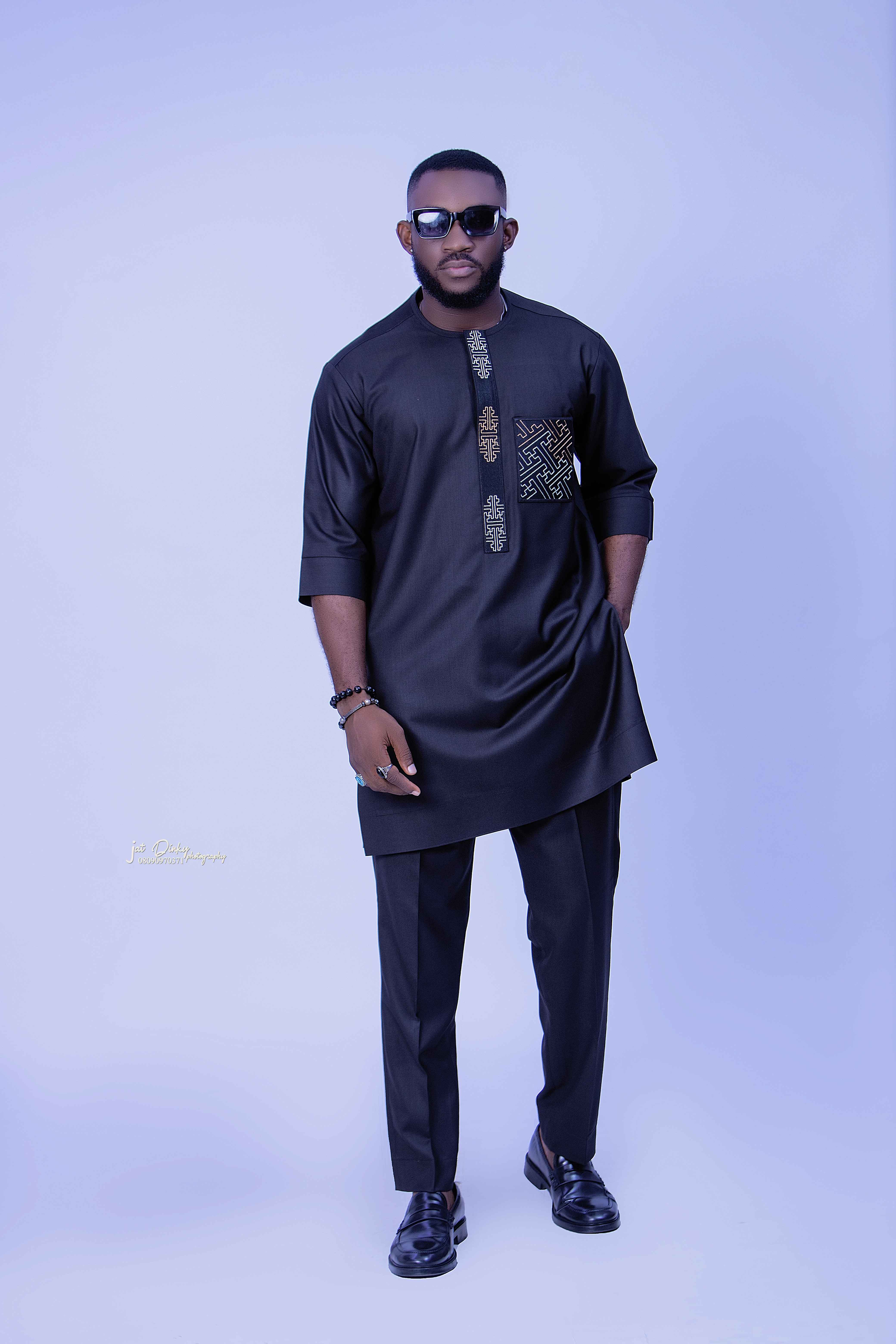 Dark & Shine Embroidered Kaftan - Men's African Embroidered Kaftan